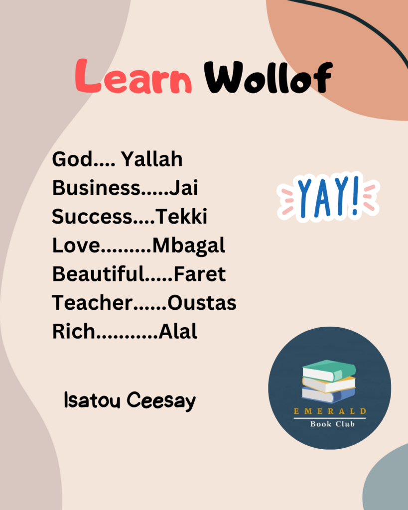 Learn Wollof Vocabulary Tuesdays at Emerald Book Club