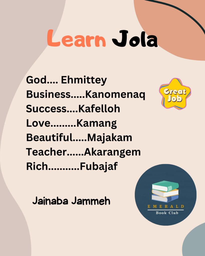 Learn Jola Vocabulary Tuesdays at Emerald Book Club